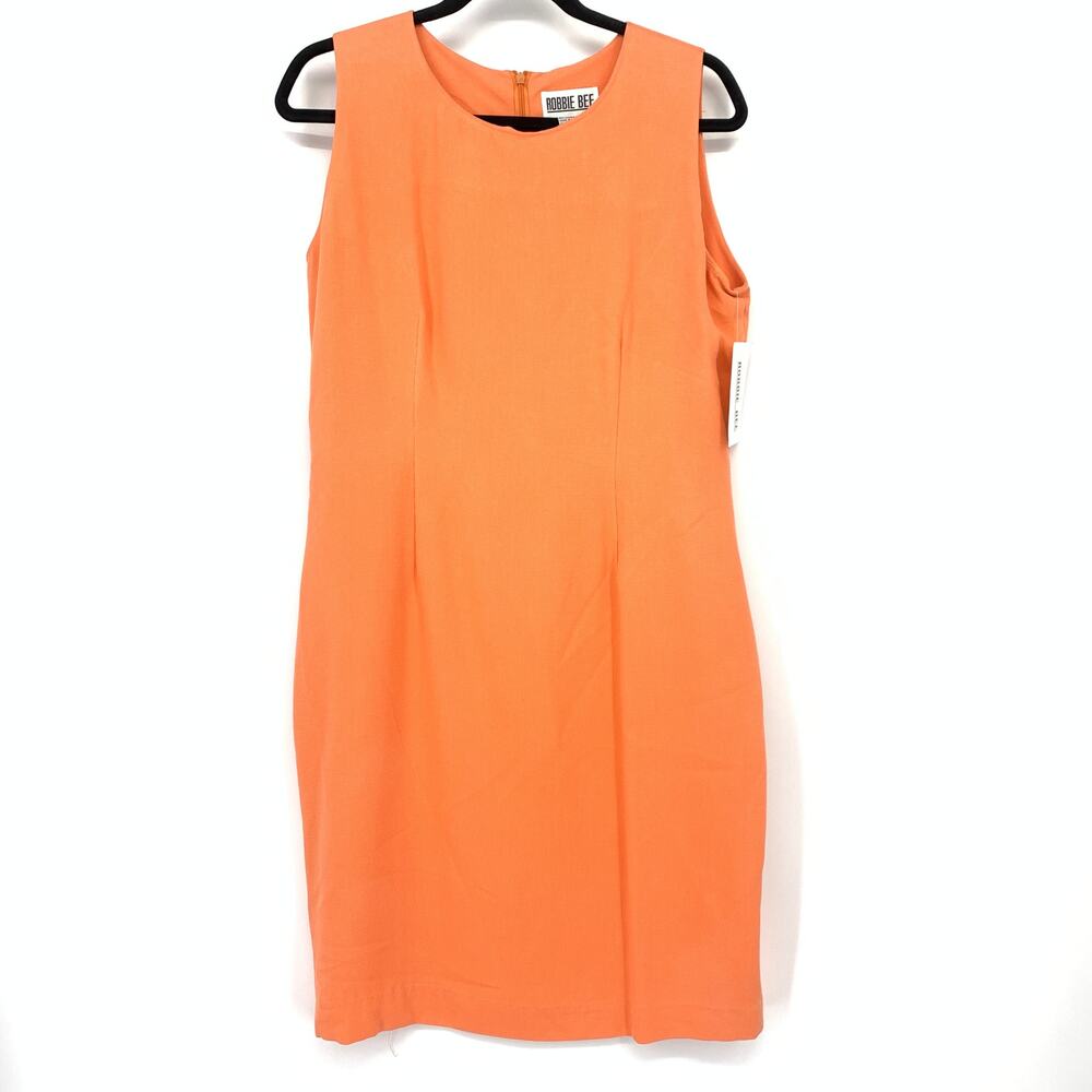 Robbie Bee Sheath Dress Womens Sz 10 Orange Sleeveless Round Neck NEW